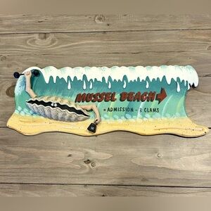Coastal beach Sign - Mussel Beach, 3-d wall sign, 15” wide x 6” deep